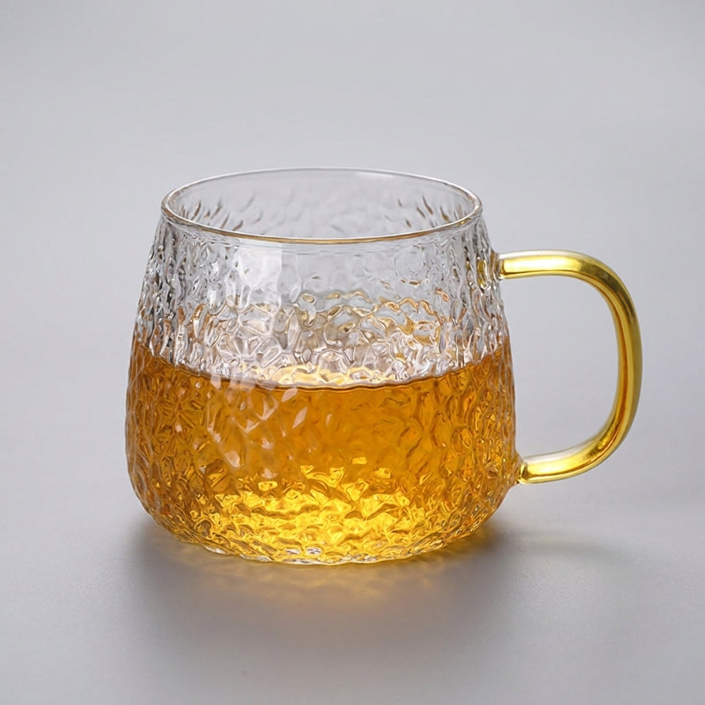 Japanese Hammered Glass Mug with Handle