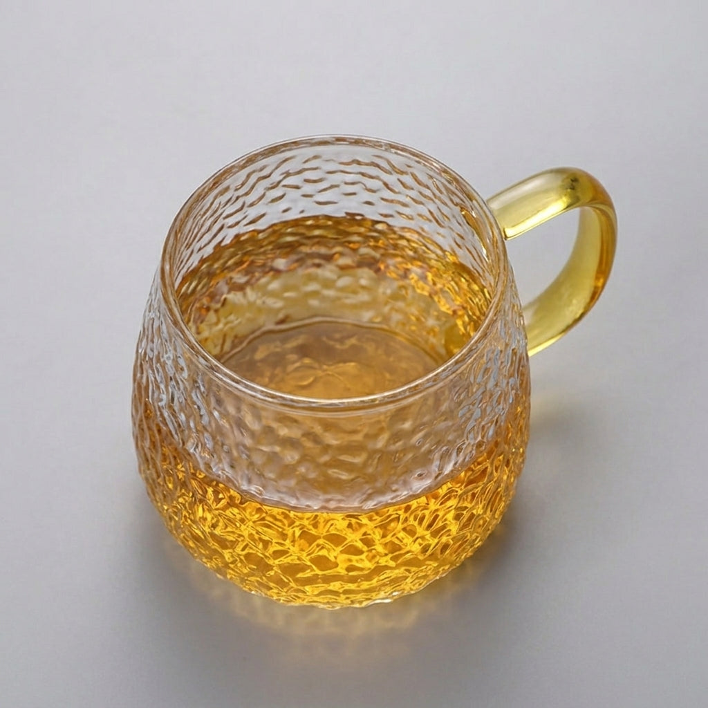 Japanese Hammered Glass Mug with Handle